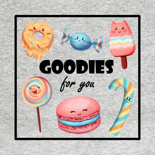 Sweets with cute smiles on T-shirt by Lemonchik